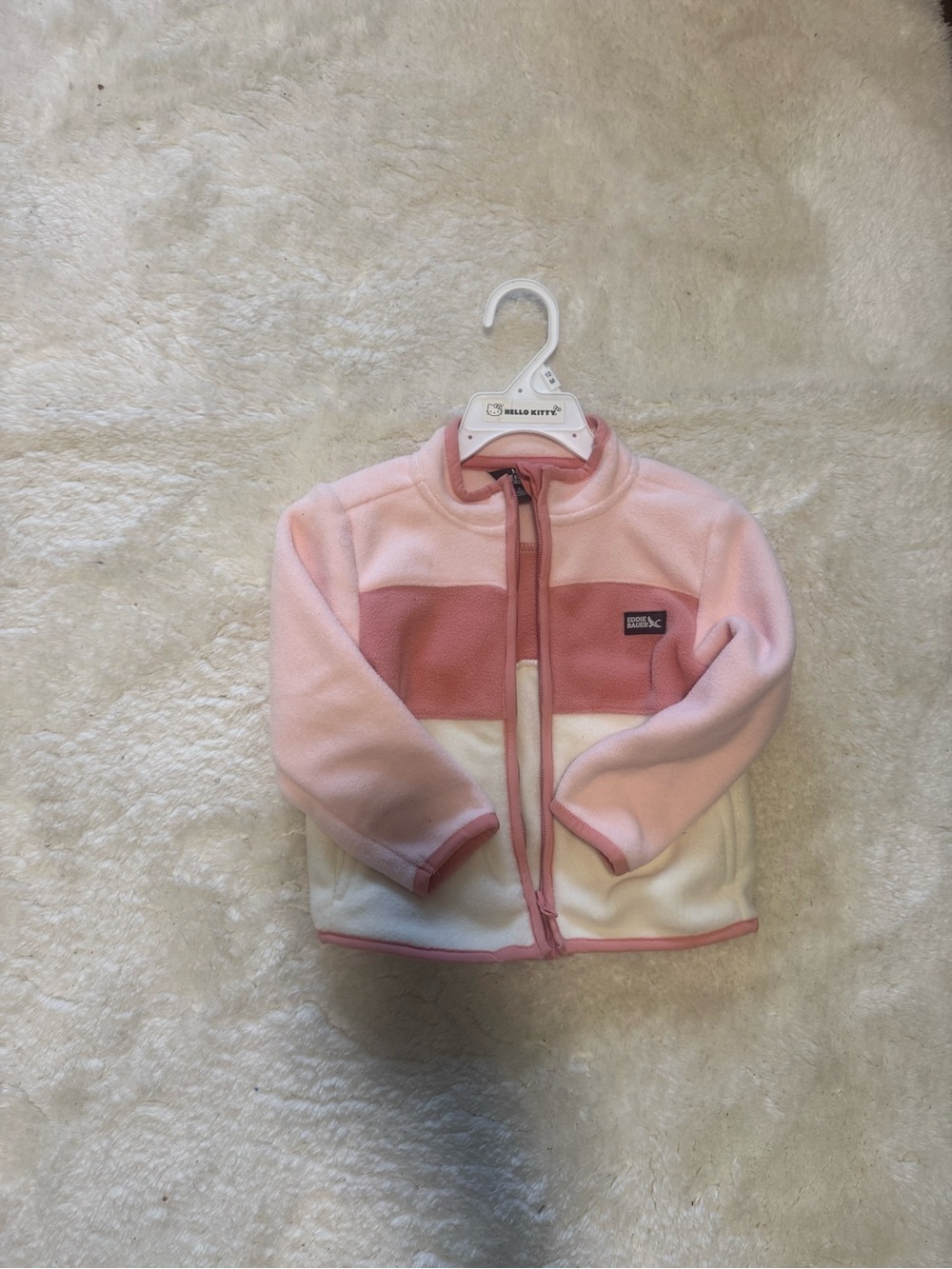 Eddie Bauer Pink and White Colorblock Fleece Jacket - Kids
